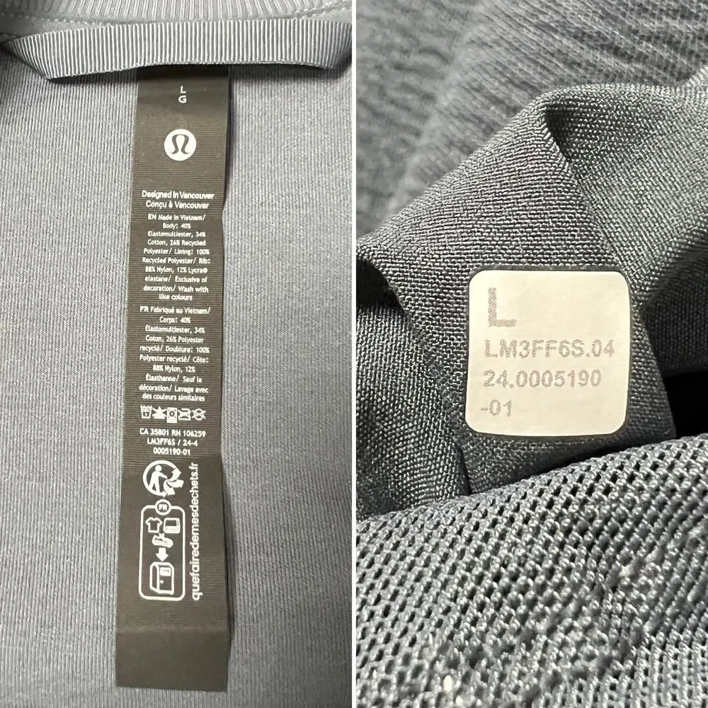 Lululemon Textured Spacer Bomber Jacket Gray Mens Size L Technical Pocket NWT